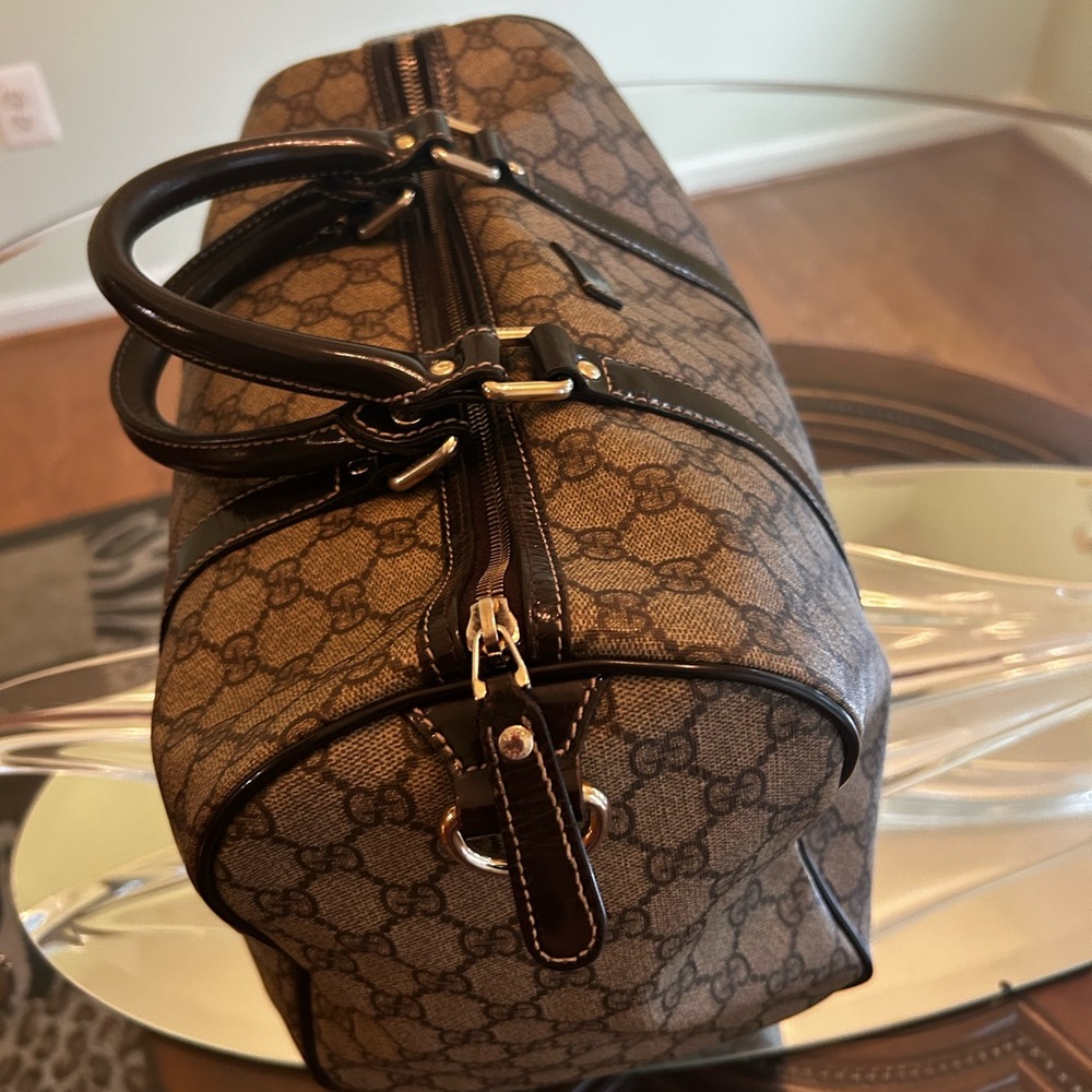 Gucci Brown GG Canvas Satchel with Dark Brown Trim - Picture 4 of 10